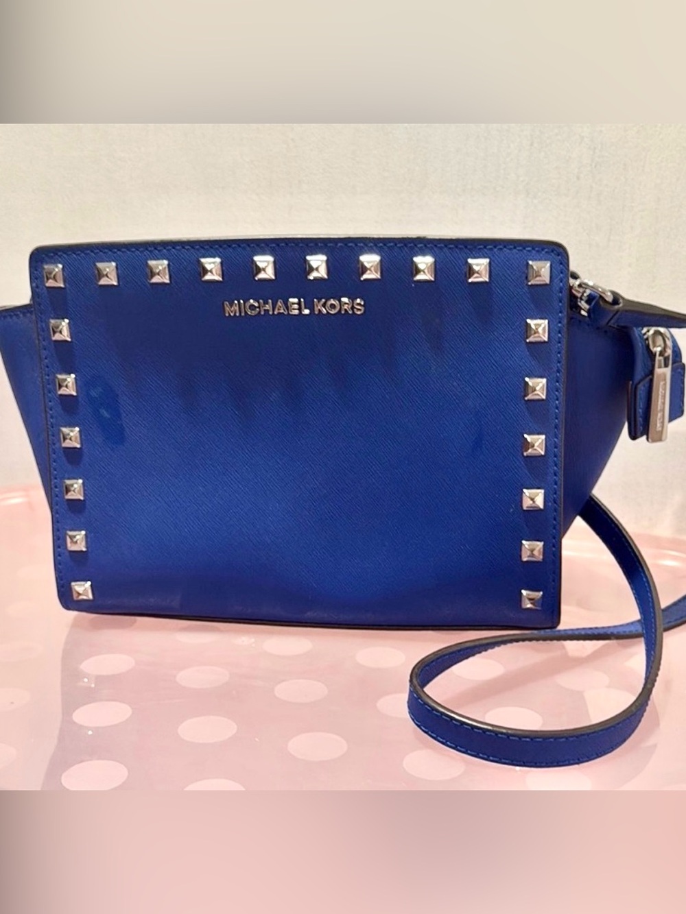 Michael Kors Royal Blue Studded Crossbody Bag